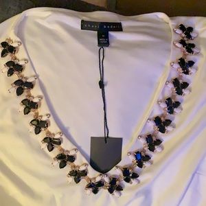 Gorgeous jeweled holiday Medium Sheri Bodell Gem and crystal covered v neckline.